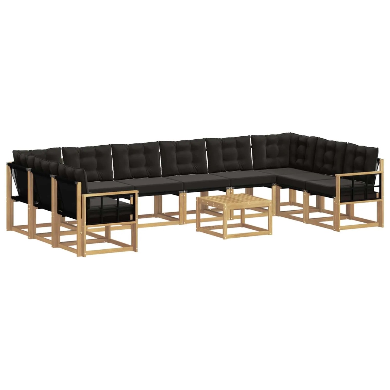 vidaXL Outdoor-Sofagarnitur mit Kissen 11 Stk Weiß und Schwarz 3389938