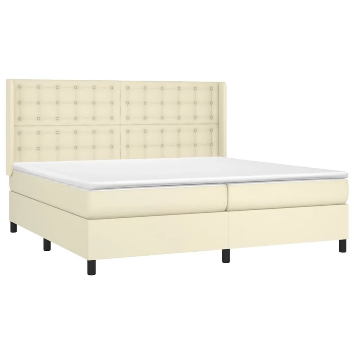 vidaXL Boxspringbett mit Matratze und LED Creme 200x200 cm Kunstleder 3139405