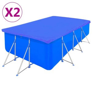 2er-Set rechteckige, blaue Poolabdeckungen aus PE, 540x270 cm, 90 g/m².