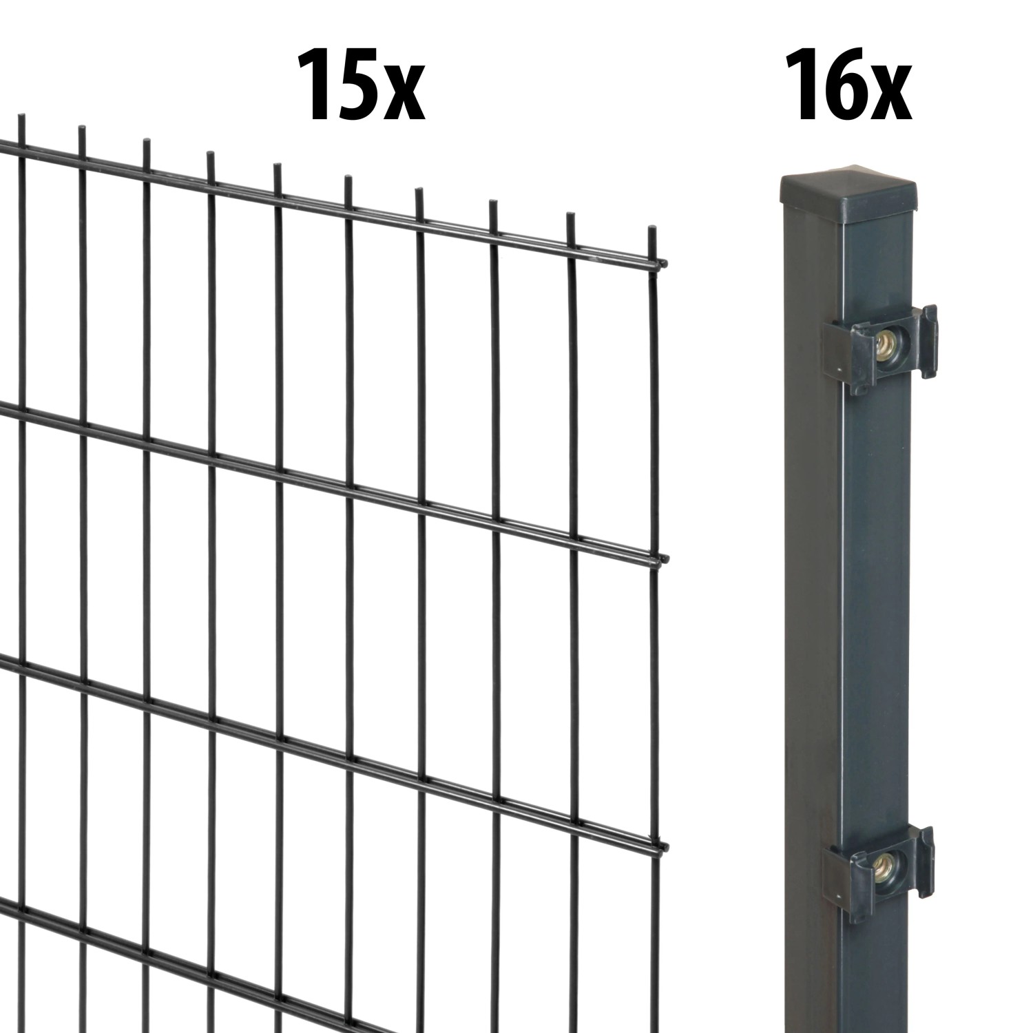 Floraworld Doppelstabmatten-Set 140 cm x 30 m 40/40 Anthrazit