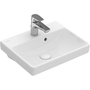 Villeroy & Boch Avento Handwaschbecken, 45 cm, Alpinweiß mit Armatur. Ideal für kleine Bäder.