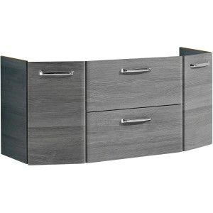 Pelipal Waschbeckenunterschrank Quickset 328, Graphit, 111 cm breit, mit Schubladen und Griffen.
