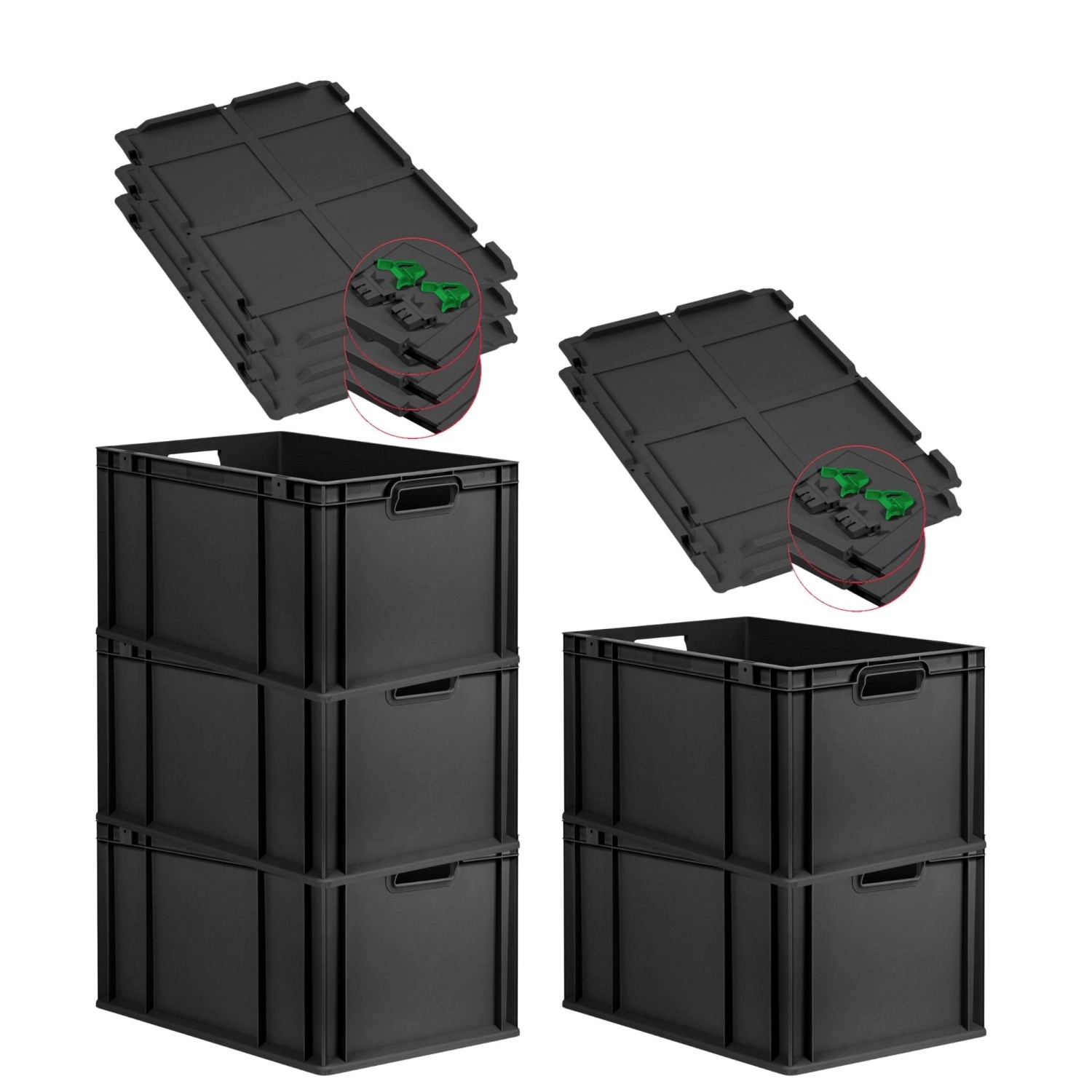 PROREGAL SuperSparSet 5x Eurobox Nextgen Grip Mit Scharnierdeckel Und Grüne günstig online kaufen