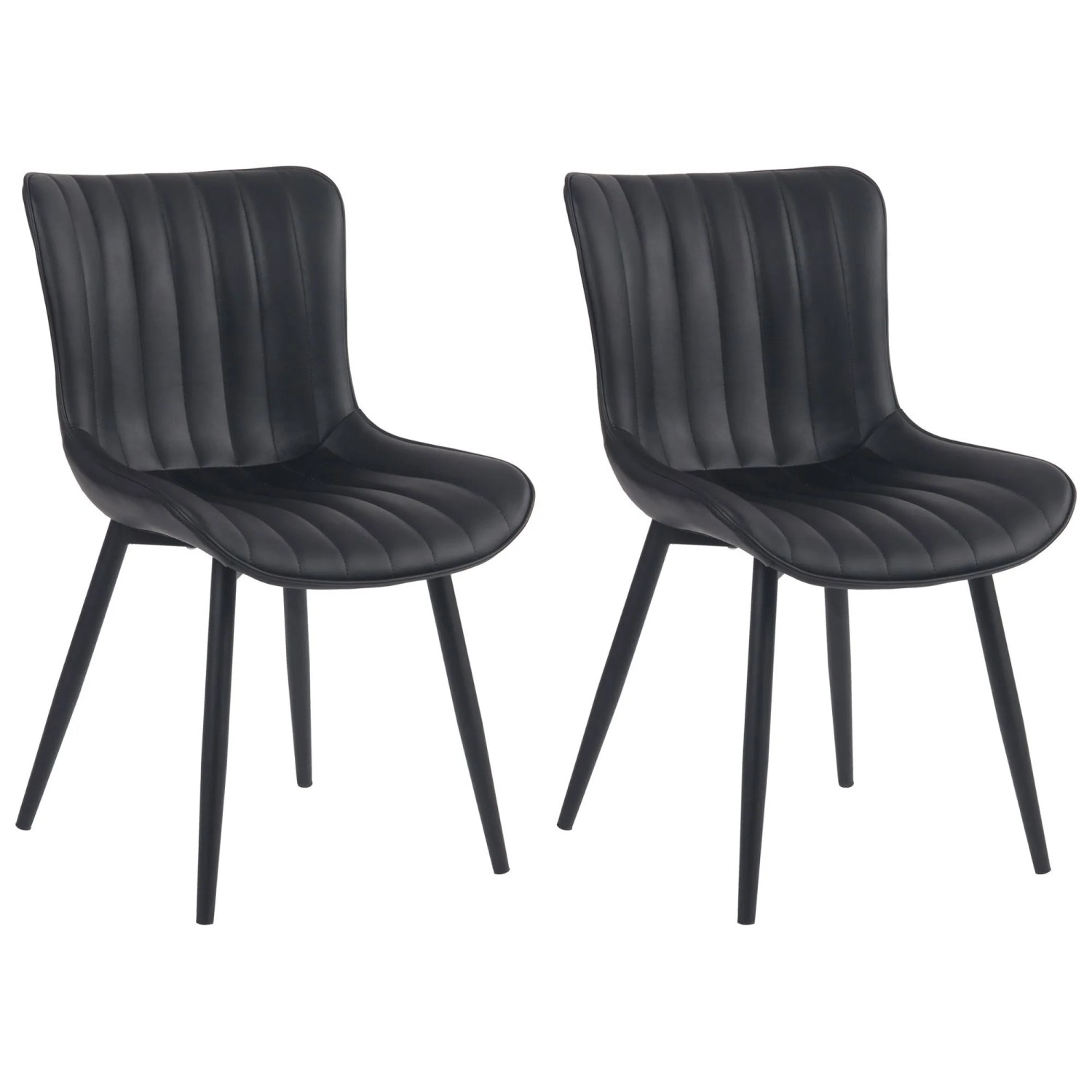 CLP 2er Set Stühle Largo schwarz/Kunstleder