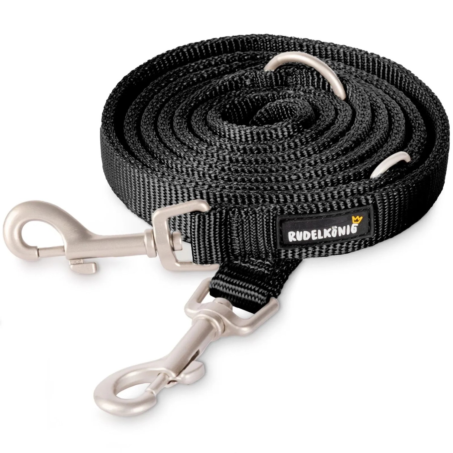 Rudelkönig Hundeleine Frida Führleine Verstellbar 230 cm Nylon Schwarz