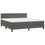 Dunkelgraues vidaXL Boxspringbett (160x200 cm) mit Matratze und Samtbezug.