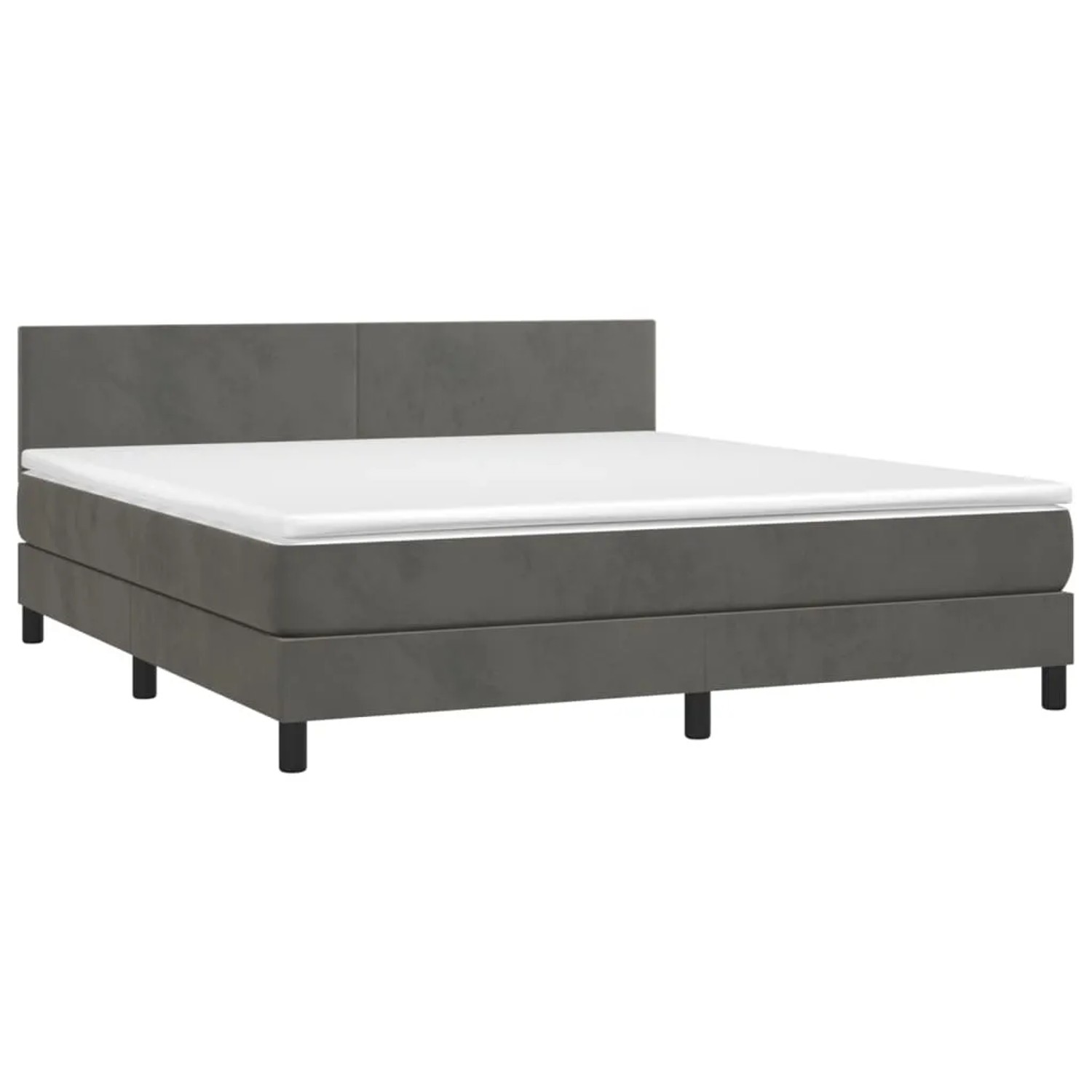 Dunkelgraues vidaXL Boxspringbett (160x200 cm) mit Matratze und Samtbezug.