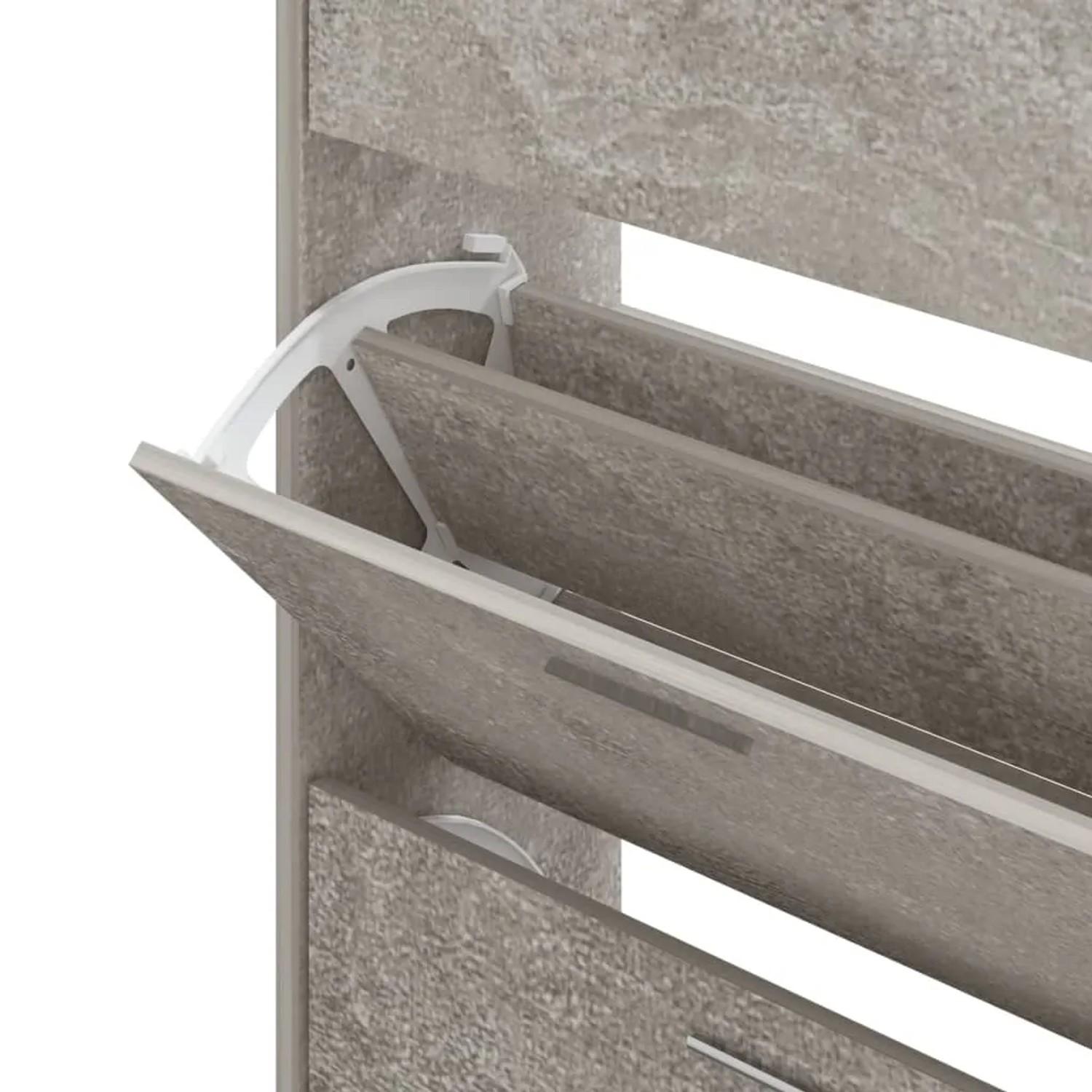 Detailansicht: Betongrauer vidaXL Schuhschrank (63x24x147 cm) mit Kippfächern.