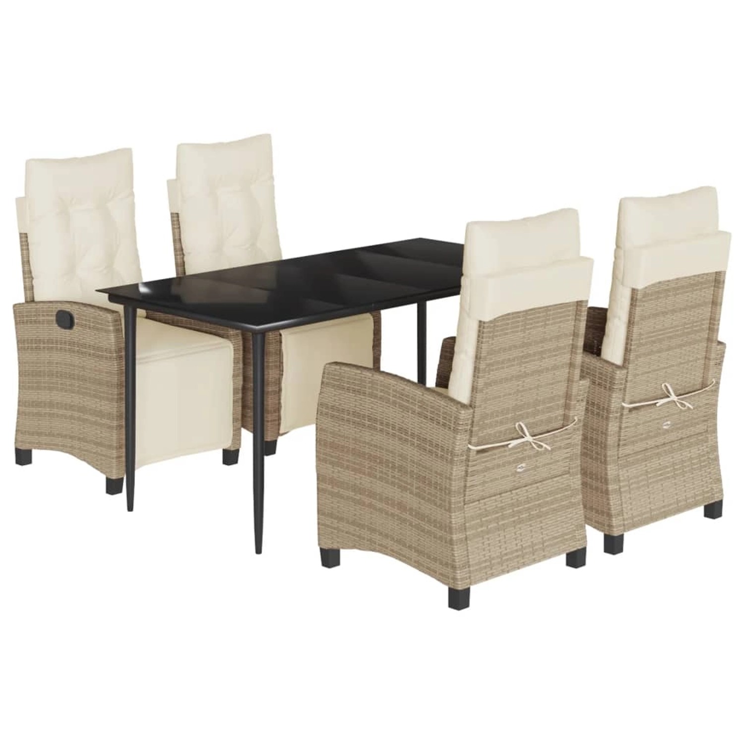 vidaXL 5-Tlg Garten-Essgruppe mit Kissen Beige Poly Rattan 3213005 günstig online kaufen
