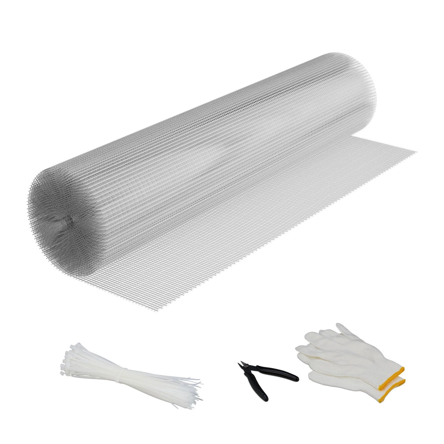 Relaxdays Volierendraht Stahl Silber Verzinkt 6,3 mm x 6,3 mm 100 cm x 10 m