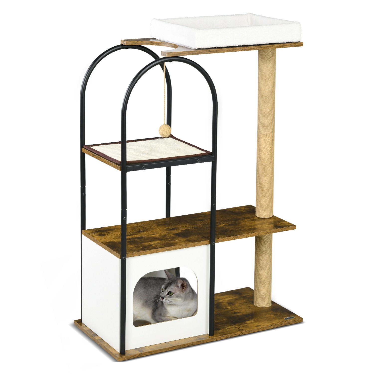 PawHut Kratzbaum 118,5 cm mit Katzenhöhle Kratzmatte günstig online kaufen