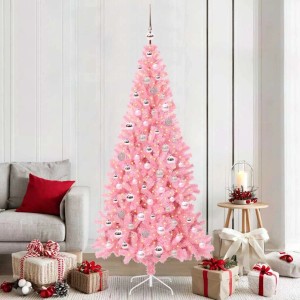 vidaXL Weihnachtsbaum mit 300 LEDs mit Ständer Rosa 210 cm PVC 3396440