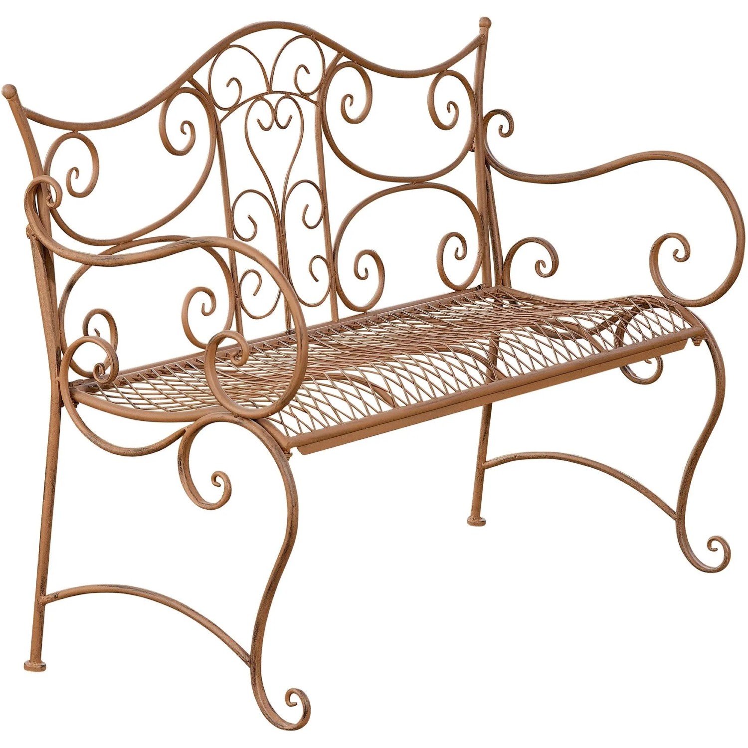 DELUKE Gartenbank TODOR Metall Braun 113x47x89cm Metallbank Garten 2 Seitzer Bank Terrasse Vintage Antik Gartenbank