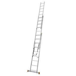 Krause 3-teilige Vielzweckleiter aus Aluminium mit 3x9 Sprossen, ausgefahren.