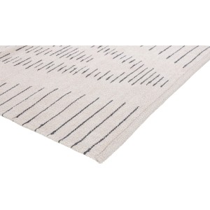 Gemusterter Baumwollteppich in Beige und Schwarz, 60x90 cm. Wollteppich mit modernem Design.