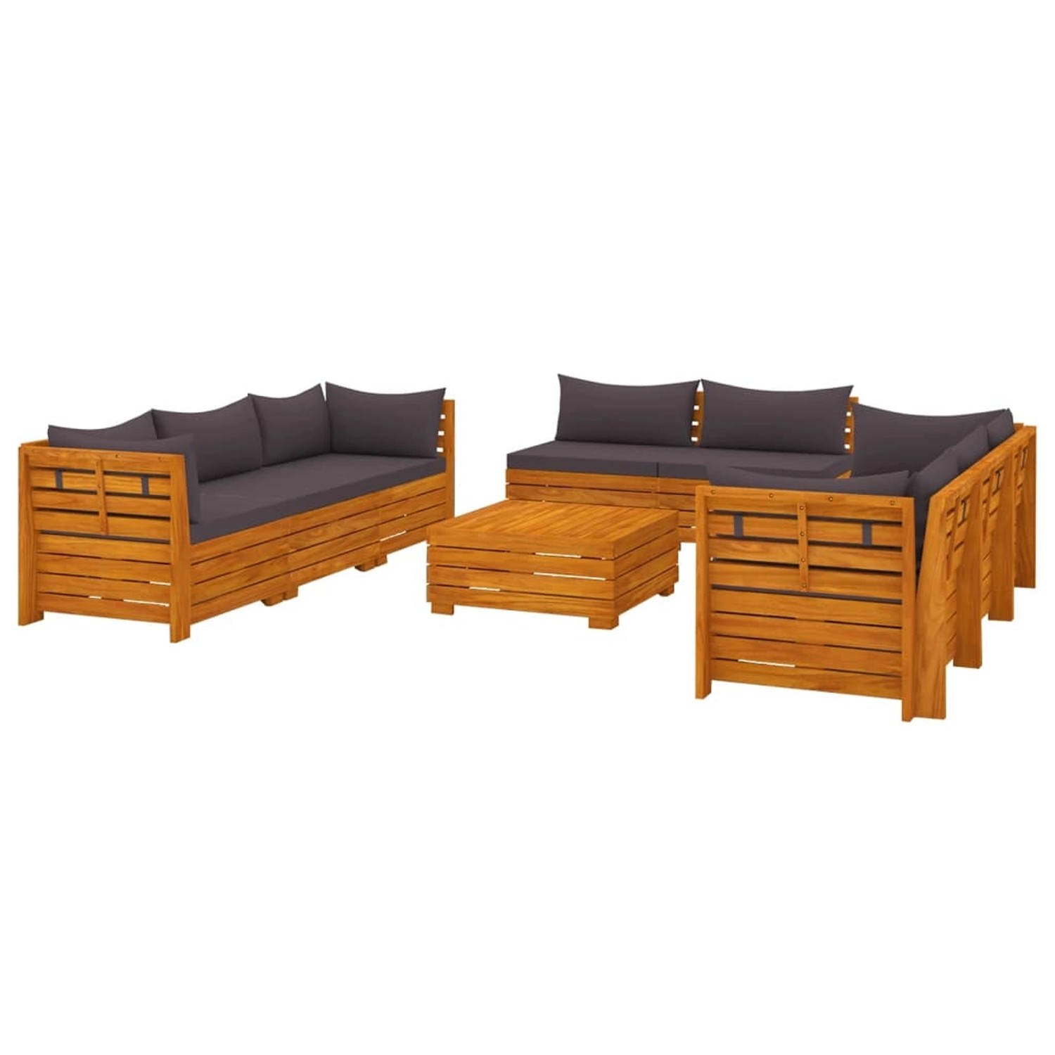 9-tlg. Garten-lounge-set Mit Kissen Massivholz Akazie günstig online kaufen