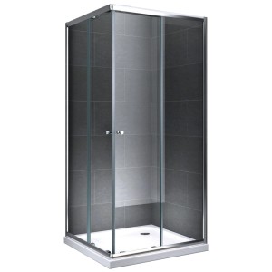 Quadratische Duschkabine mit Klarglas, 100x100 cm, mit Duschwanne.