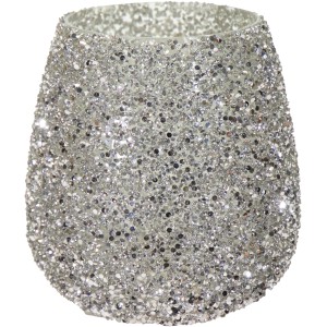 Silbernes Pflanzgefäß Strass, Ø 16cm, funkelnde Optik für Innen & Außen.