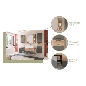 Inn.Furn Waschtisch Eiche Grau 140 cm inklusive Waschbecken Tomaso