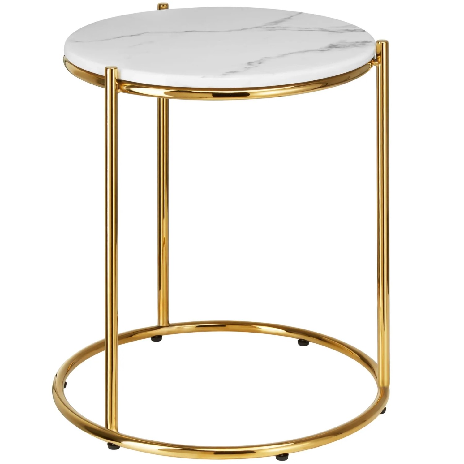 Tectake Beistelltisch Ellsa Platte In Marmoroptik Solides Stahlgestell  43 x 43 x 50 50 cm Weiß Gold