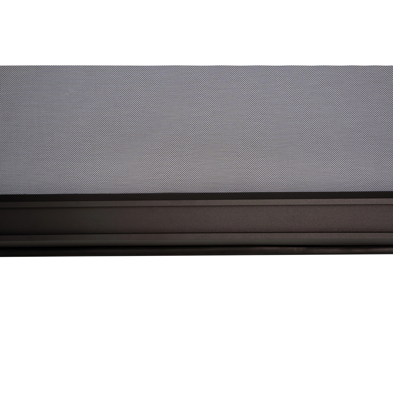 Detailaufnahme: Leco Rollo 3 m für Lamellenpergola Deluxe, anthrazit. Textilgewebe und Aluminiumprofil sichtbar.