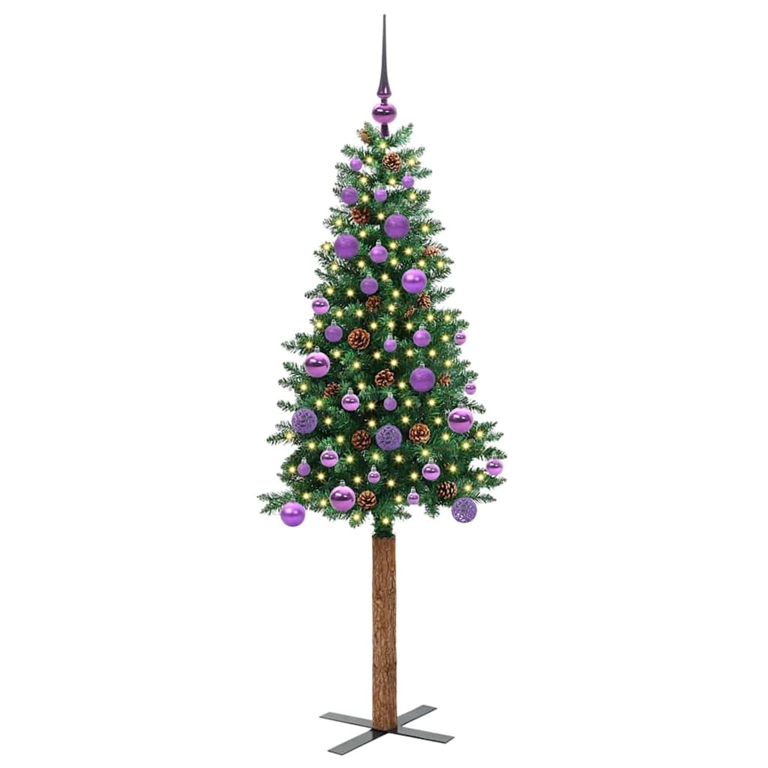 vidaXL Schlanker Weihnachtsbaum mit 150 LEDs mit Ständer Grün 150 cm 3394857