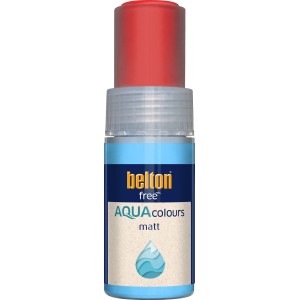 Belton Free AQUAcolours Lackstift, hellblaue Flasche mit rotem Deckel, matt, 9 ml Buntlack.