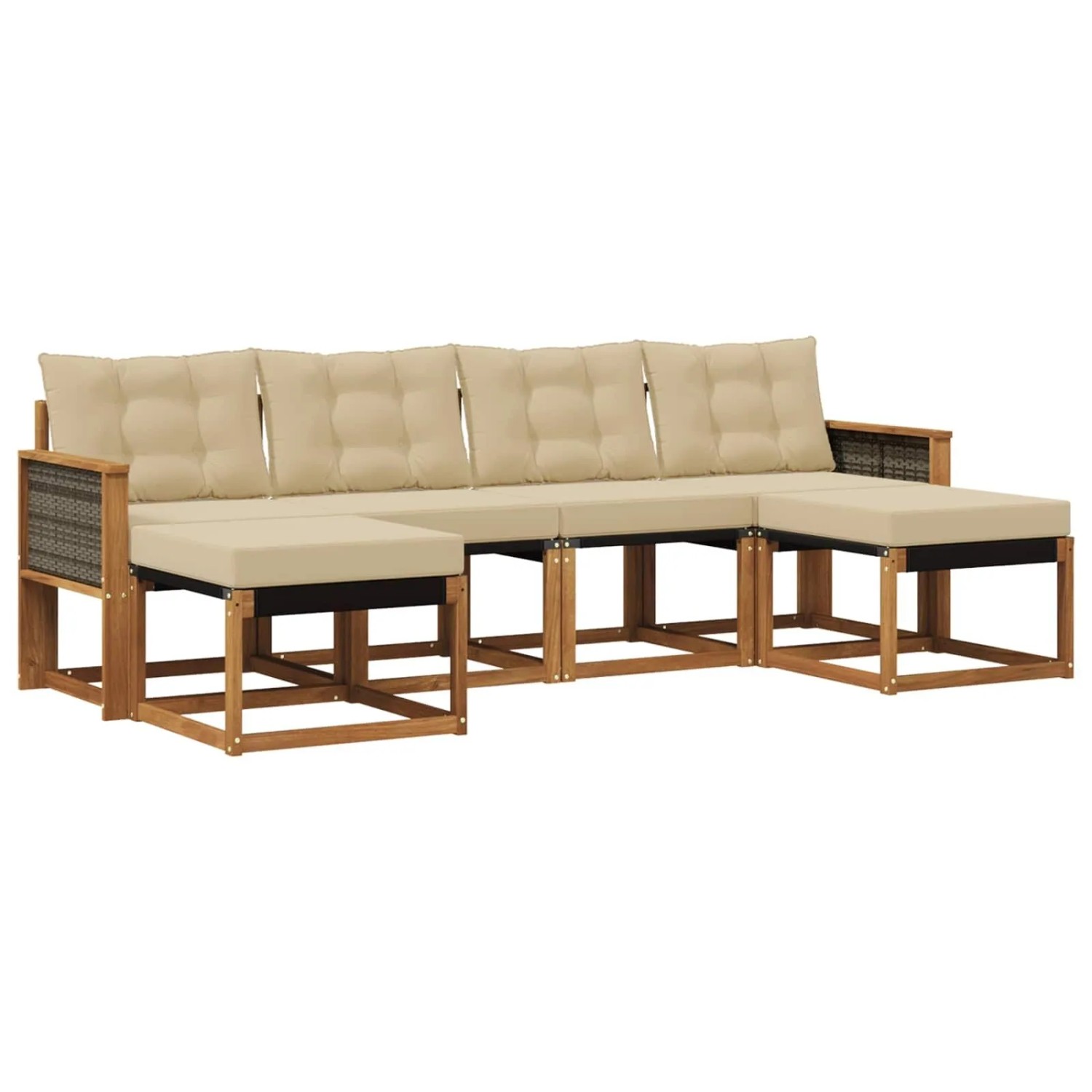 vidaXL Outdoor-Sofagarnitur mit Kissen 6 Stk Natur und Beige 3382125