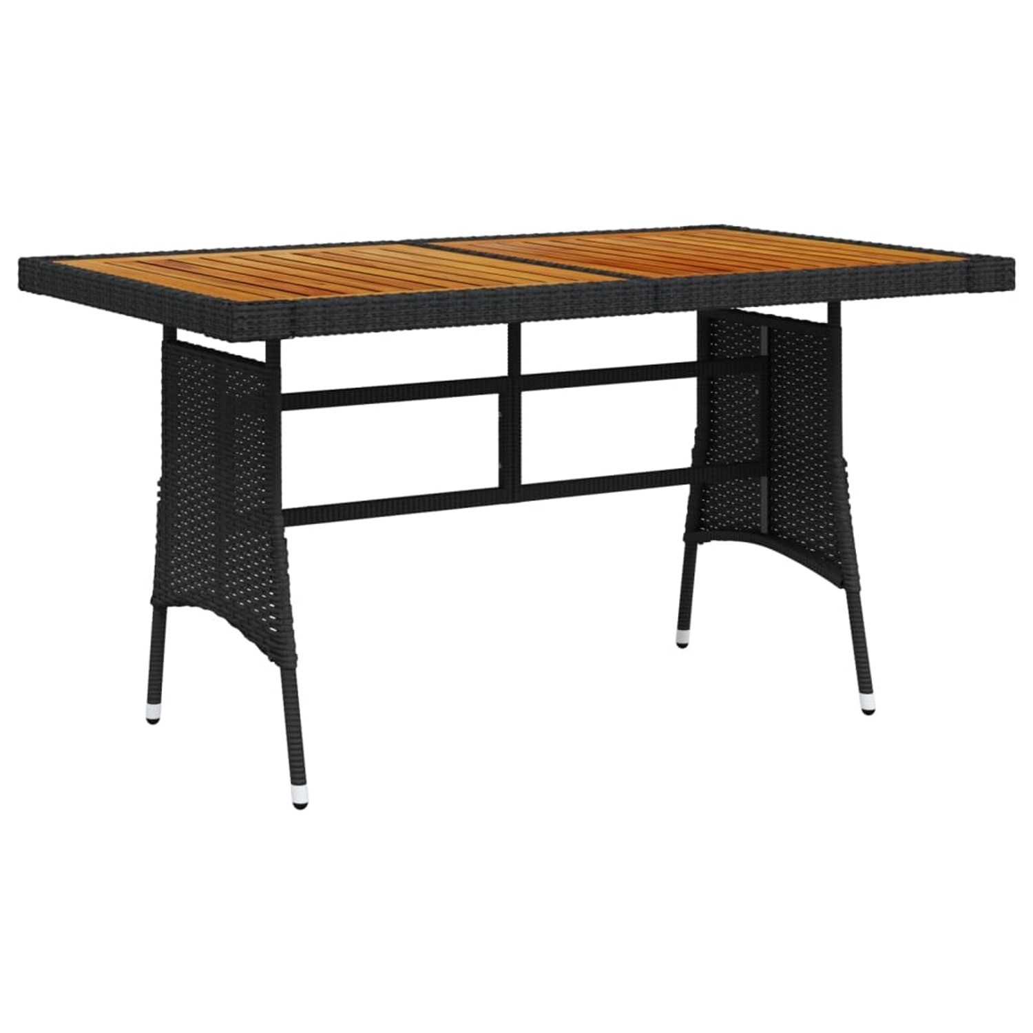 vidaXL Gartentisch Schwarz 130x70x72cm Poly Rattan & Massivholz Akazie 318693