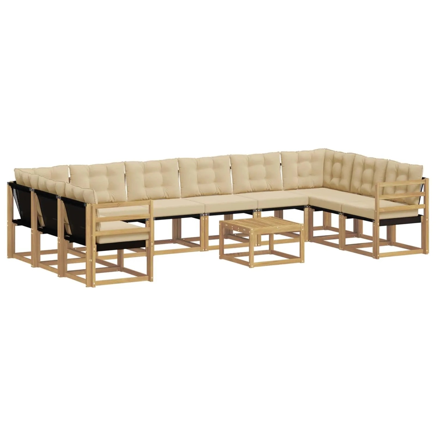 vidaXL Outdoor-Sofagarnitur mit Kissen 11 Stk Weiß und Beige 3389923
