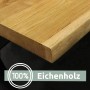 Holz4home Tischplatte aus Eiche mit Baumkante, Detailansicht der Holzmaserung.