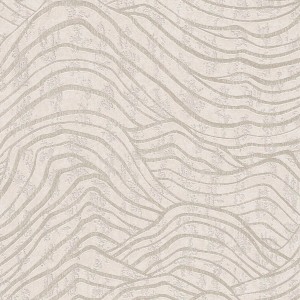 Creme-beige Vliestapete mit glänzendem Wellenmuster für Wohn- und Badezimmer.