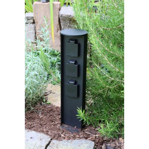 Eco-Light Stromverteiler-3 Schwarz für den Außenbereich im Garten.