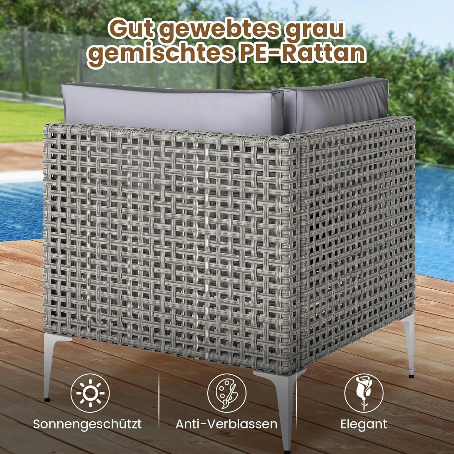 Costway Rattan Gartenmöbel Set Balkonmöbel Set mit Sitz- & Rückenkissen_5