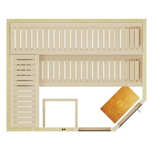 Weka Element-Ecksauna Varberg 4 Sparset, 7,5 kW, mit Glastür und Fenster, Aufsicht