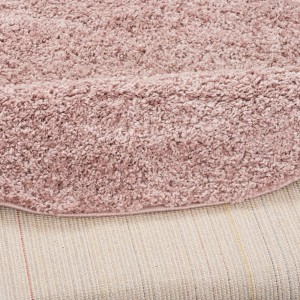 Detailansicht: Runder, altrosa Langflor Teppich Aloha, 120cm Durchmesser.