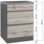 Held Möbel Küchenunterschrank Turin, 60 cm, Wotaneiche/Graphit, mit Auszügen und Schubkasten.