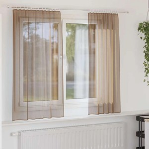 vidaXL Voile Vorhänge mit Stangentaschen 2 Stk Hellbraun 4102222
