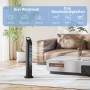 Schwarzer HOMCOM Turmventilator mit drei Modi und Fernbedienung im Wohnzimmer.