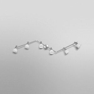 Ledvance LED-Spot, 6-flammig, silber, mit flexiblen Strahlern für Deckenanbau.