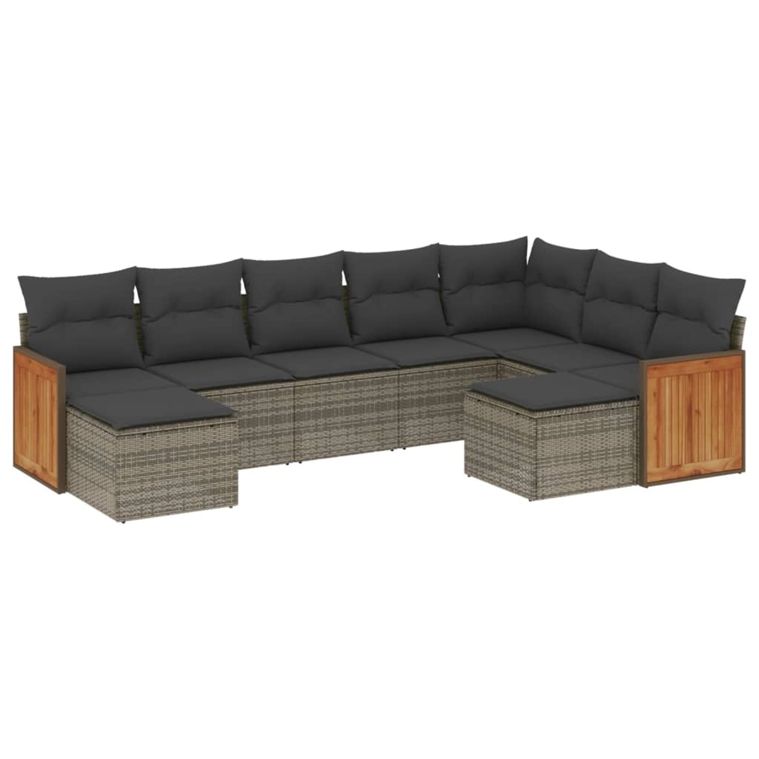 vidaXL 9-Tlg Garten-Sofagarnitur mit Kissen Grau Poly Rattan 3228223 günstig online kaufen