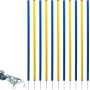 Dobar Agility Slalom Set, 12 Stangen (blau/gelb), Abstandsschnur und Tragetasche für Hundetraining.