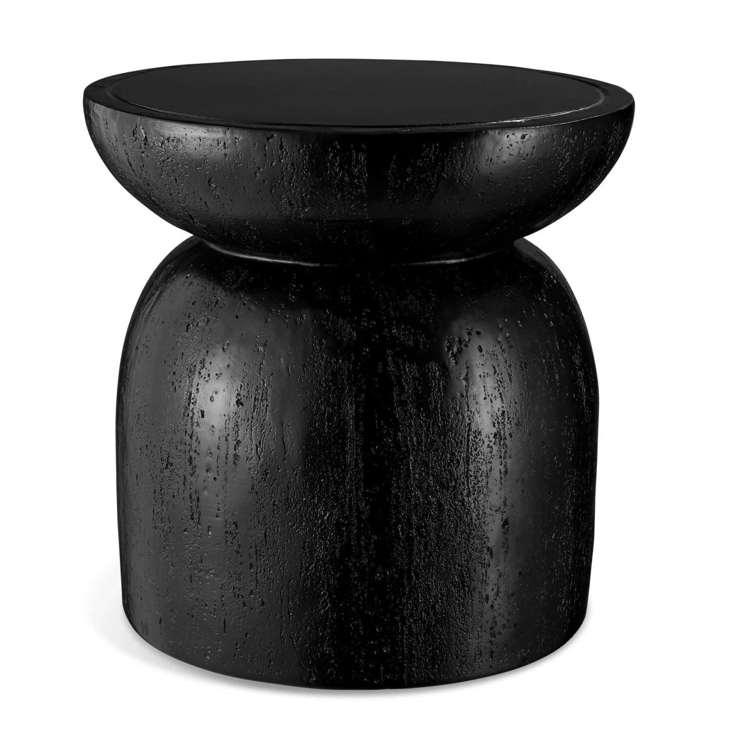Tectake Beistelltisch Anisa Rund  Im Chubby Design Wetterfestes Magnesiumoxid  40 x 40 x 40 cm Schwarz