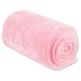 Gerollte, rosa Bestlivings Babydecke aus Mikrofaser, 90x140 cm. Kuschelig weich.