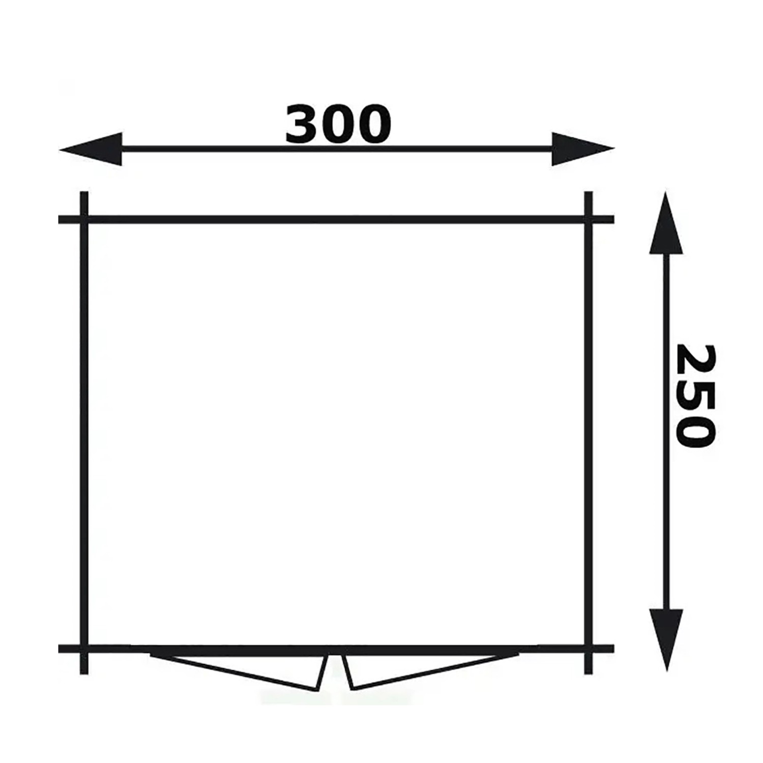 Skizze Alpholz Gartenhaus Maria-28, Maße 300x250 cm, Holz-Gartenhaus