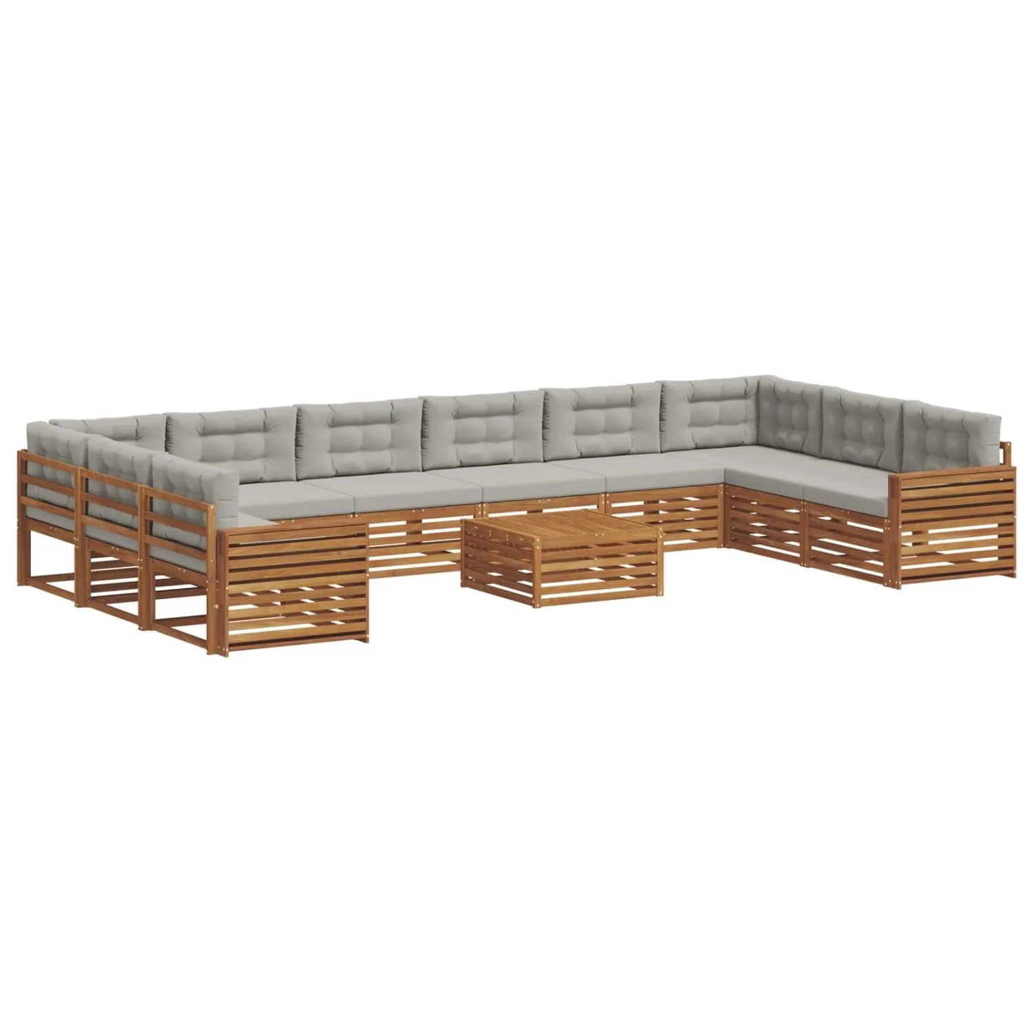 vidaXL Sofagarnituren 11 Tlg Natur und Hellgrau Massivholz Akazie 3374256