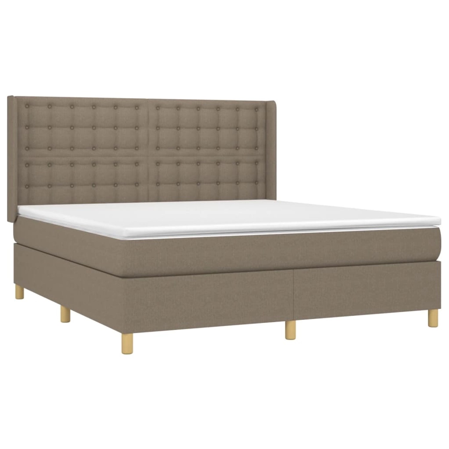vidaXL Boxspringbett mit Matratze & LED Taupe 160x200 cm Stoff 3139209 günstig online kaufen