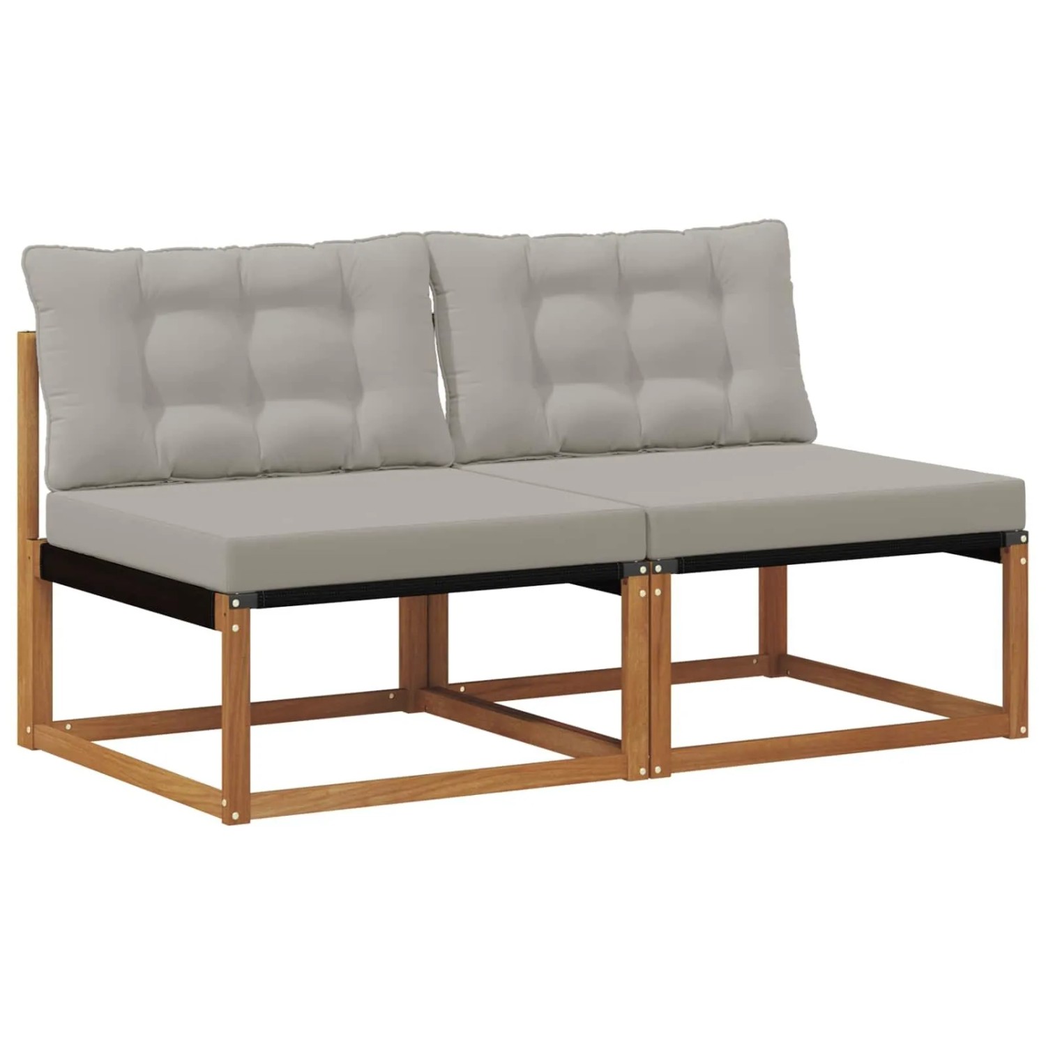 vidaXL 2 Stück Outdoor Mittelsofa Massivholz Akazie Natur 900642