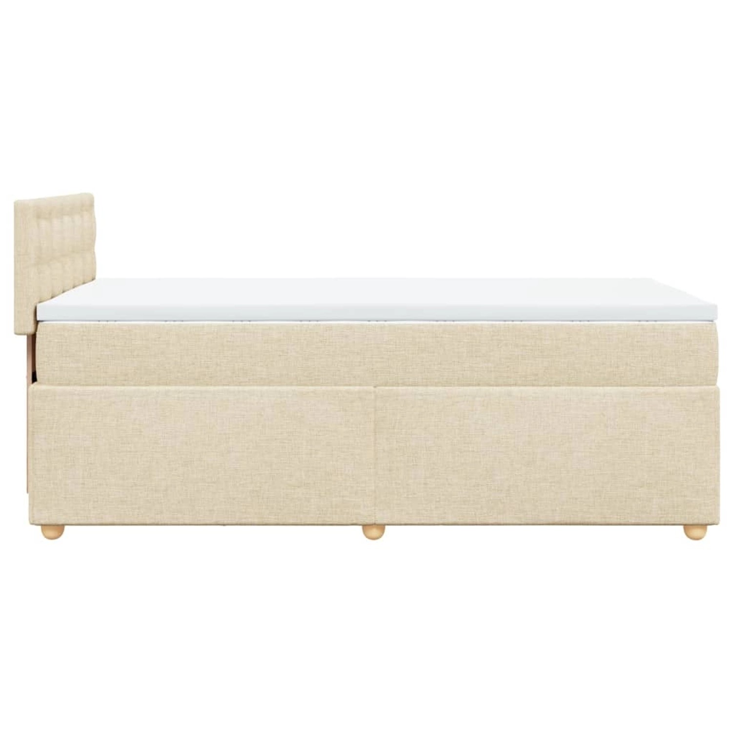 Cremefarbenes vidaXL Boxspringbett (90x190 cm) mit Matratze und Stoffbezug.
