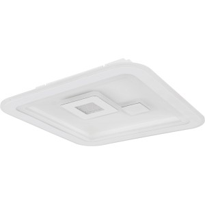 Weiße, dimmbare LED-Deckenleuchte Valeria von Globo, 466x466x74 mm, mit Fernbedienung.